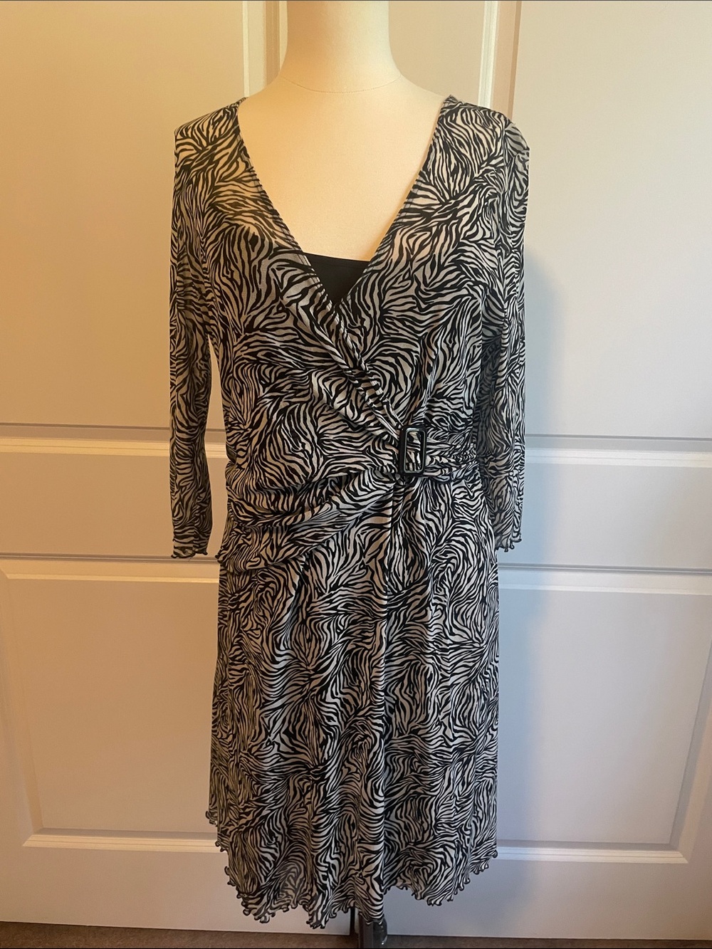 BCBGMaxAzria Zebra-Print Midi Wrap Dress XL